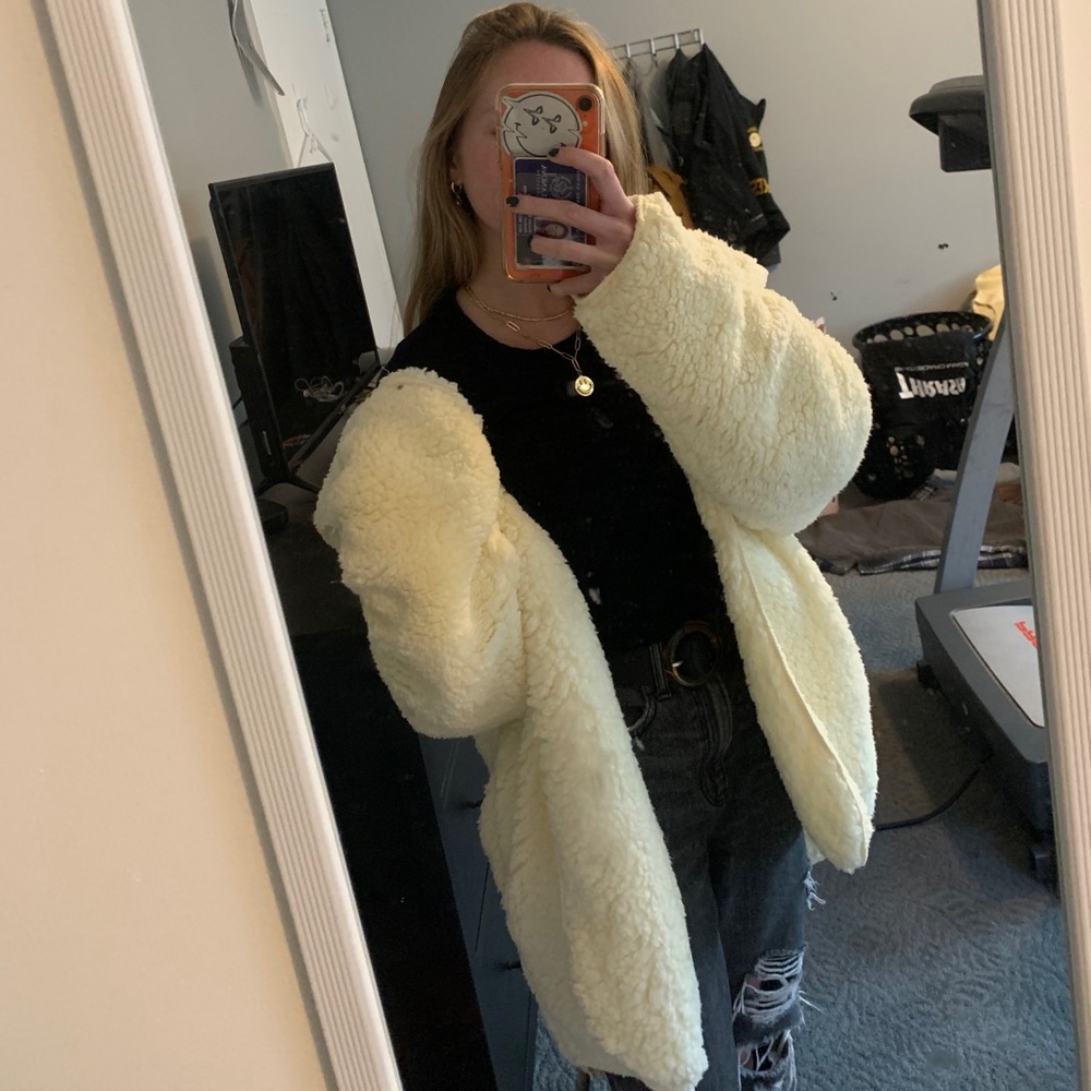 Cream teddy coat from Urban